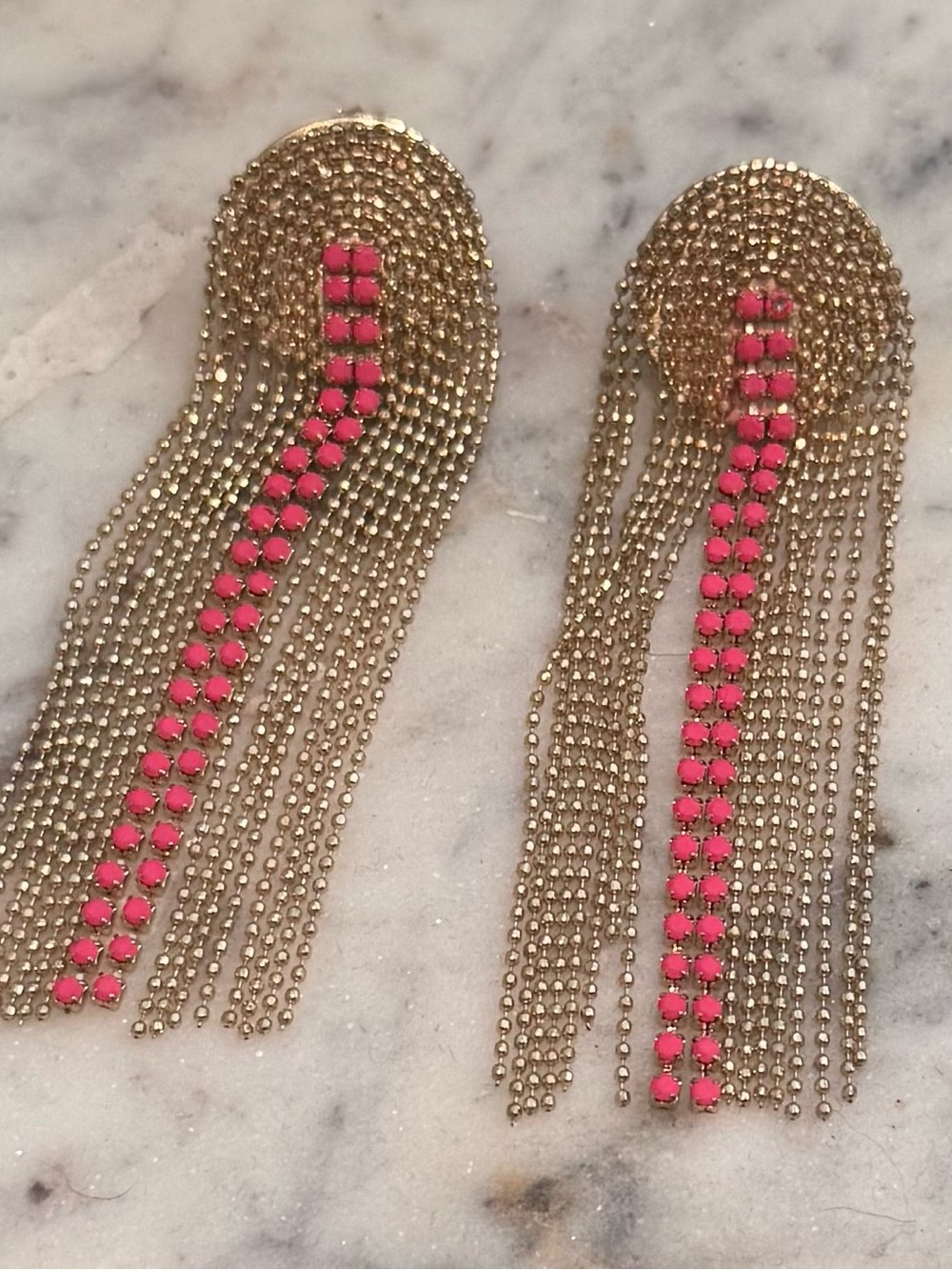 NEW GOLD DANGLE RAINBOW SHAPE STATEMENT EARRINGS